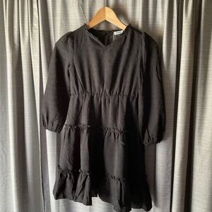 Girls Black Ruffle Dot Tiered Dress Size 8 NWT Long Sleeve NWT